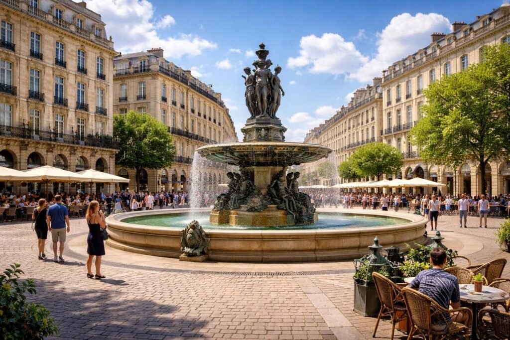 découvrez la place de la comédie à bordeaux, un lieu emblématique vibrant au cœur de la ville, idéal pour se promener, admirer l'architecture et profiter des cafés animés.