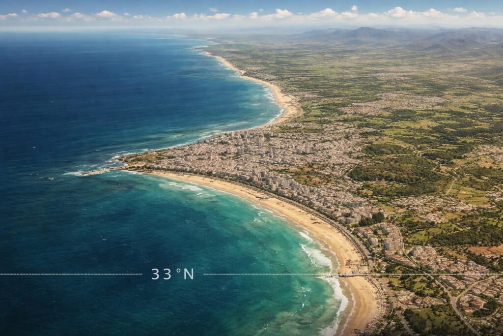 découvrez la plage de casablanca au maroc avec une carte détaillée incluant la latitude pour faciliter votre visite et exploration.