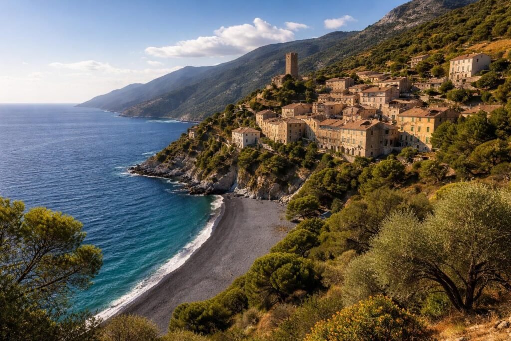 découvrez nonza, charmant village typique situé dans le cap corse, réputé pour ses paysages pittoresques, son histoire riche et sa beauté authentique.